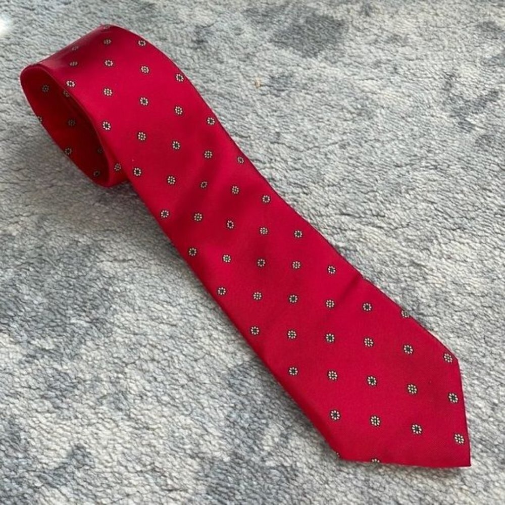 Mario Valentino Mens Silk Neck Tie Career Business Formal Evening Red Floral